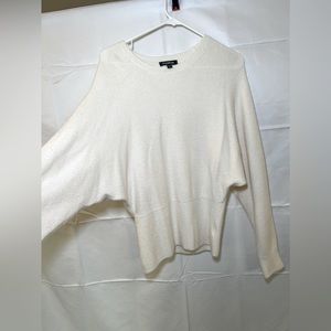 Express, size small, white eyelash sweater, gathered around the trim